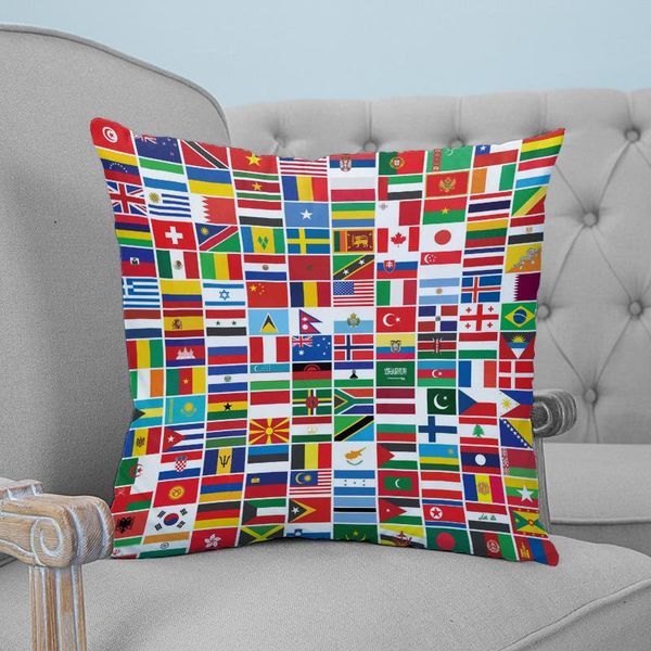 Funda de almohada con estampado de bandera nacional, funda de almohada de tela de felpa, decorativa para el hogar