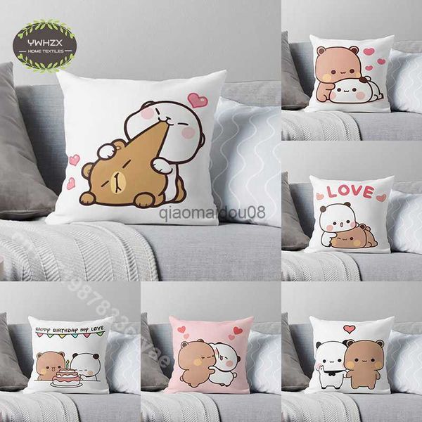 Caisse d'oreiller panda ours câlin bubu duda caisse amoureurs de chambre à coucher s décoration mignonne couverture de peau pêche canapé-lit à la maison couverture hkd230817