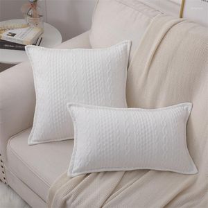 Taie d'oreiller Uni Blanc Décoratif Double Face Motif Jacquard Strip Pilow Cover 50x50CM Housses de Coussin Modernes Pour Le Salon