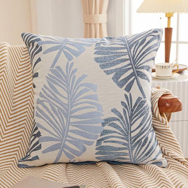 Taie d'oreiller motif plante lin Style feuille de palmier aquarelle peinture à l'huile coussins canapé décor à la maison