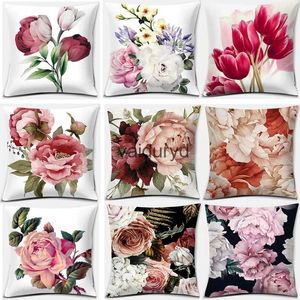 Taie d'oreiller oreillers en peluche coussins mode Rose housse de coussin motif de fleur cas Style nordique carré pour canapé maison bureau décorationvaiduryd