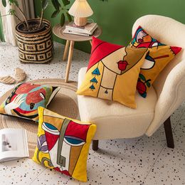 Taie d'oreiller imprimé polyester Picasso graffiti art peinture housse de coussin décoration de la maison fête voiture literie canapé 230807