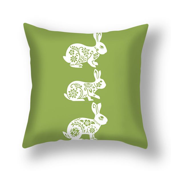 taie d'oreiller Housse de Coussin Imprimée Lapin sans Noyau de Coussin, pour Salon ZY230070312PPY-GREEN