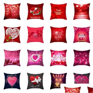 Taie d'oreiller rouge Saint Valentin coussin peau de pêche Er Happy Valentines coeur décor à la maison livraison directe jardin Textiles literie S Dhxrl