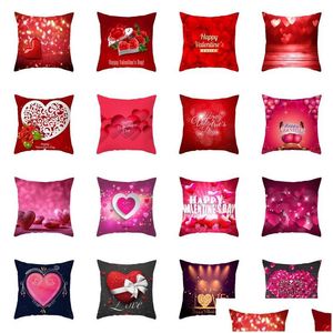 Taie d'oreiller rouge Saint Valentin coussin peau de pêche Er Happy Valentines coeur décor à la maison livraison directe jardin Textiles literie S Dhsvc