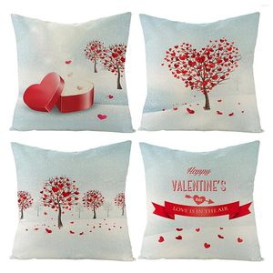 Funda de almohada Decoración romántica para el día de San Valentín Funda de almohada Funda de cojín con forma de corazón rojo Funda de silla de lino