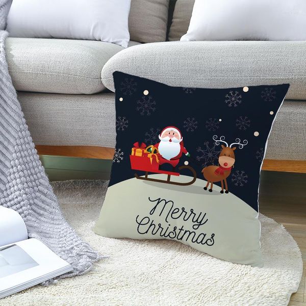 Case de almohada Ruldgee 1pc Cushions de Navidad Home Decorative Pillow Fase de almohadas de estilo azul oscuro.