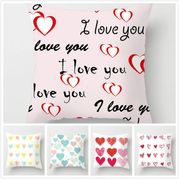 Taie d'oreiller RULDGEE 1 PC Saint Valentin Couverture Pour Couple Rouge Coeur Flèche Forme Je T'AIME Maison