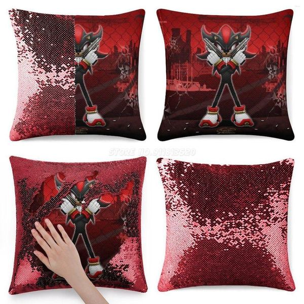 Funda de almohada Shadow In The City Funda de almohada con lentejuelas Throw 40cmX40cm Hedgehog Games Graphic Art Fan Cartoons