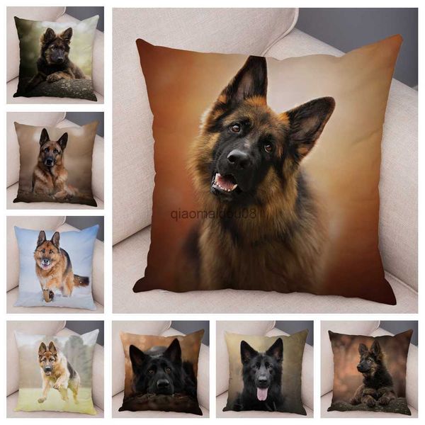 Caisse d'oreiller berger motif d'impression de chien Polyester coussin de coussin à la maison Sofa Decoration Case Pet Animal Case HKD230817