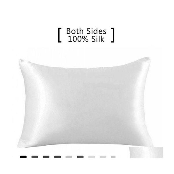 Funda de almohada Funda de almohada de seda Hielo 100% puro Mberry natural Fundas de tamaño estándar Er D Entrega directa Textiles para el hogar Suministros de ropa de cama Dhooz