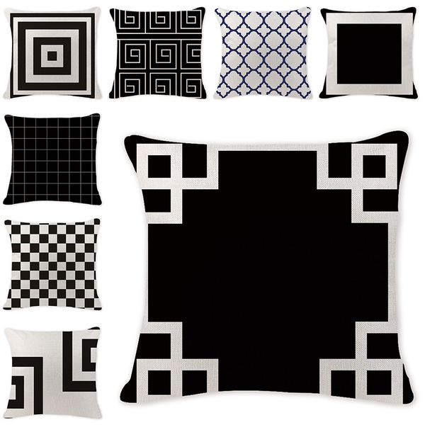 Taie d'oreiller Simple noir et blanc géométrique housse de coussin décoratif s Vintage décor à la maison oreiller pour canapé accessoires 220623