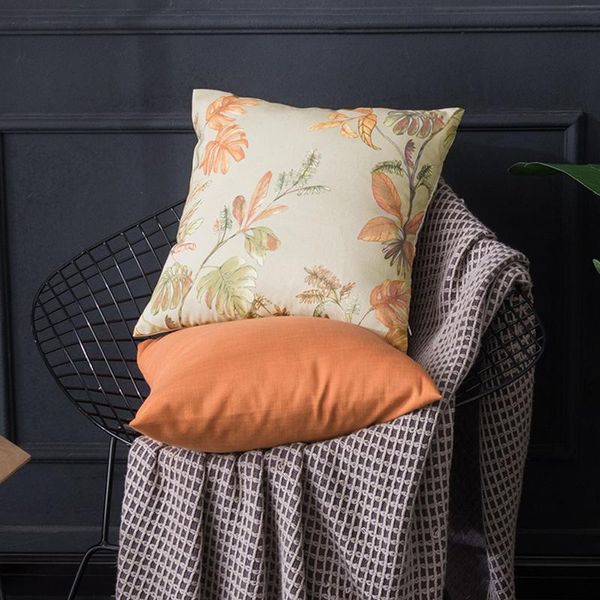 Taie d'oreiller housse de canapé coussin nordique salon Orange jeter taie d'oreiller carré grande taille chevet doux confortable