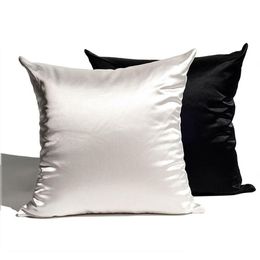 Taie d'oreiller Doux Satin Soyeux Coussin Er Couleurs Solides Décor À La Maison Salon Canapé Siège Jeter Décoratif Polyester Taies D'oreiller Vt1586 Dh4Ds