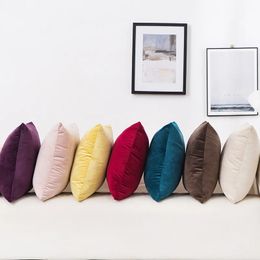 Funda de almohada Color sólido Terciopelo Cubierta de cojín Caramelo para sofá Oficina Cintura Atrás Hogar Decorativo Funda de almohada Decoración 231011