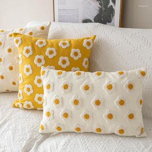 Taie d'oreiller printemps blanc fleur couverture canapé mignon décor à la maison cadeau pour garçon enfants fille chambre esthétique taie d'oreiller 40x40 Cm