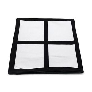 Taie d'oreiller Sublimation Blanc Maison Canapé Décoration Creative Noir Quatre Grille Carrée Transfert De Chaleur Diy Taie D'oreiller Drop Delivery Jardin Dhs2P