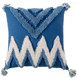 Kussensloop dekbeddingen boho moderne tribale decoratie blauw getuft randkikker bankkussen voor slaapkamer woonkamer bank auto