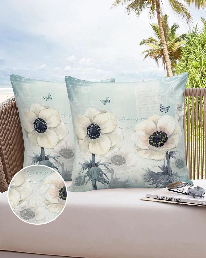 Pillow Case Vintage Flower Butterfly Waterproof Pillowcase Home Sofa Office Throw Car Cushion Cover Decor