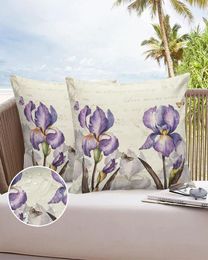 Taie d'oreiller Vintage Iris papillon rustique, taie d'oreiller imperméable, pour la maison, le canapé, le bureau, la voiture, décoration