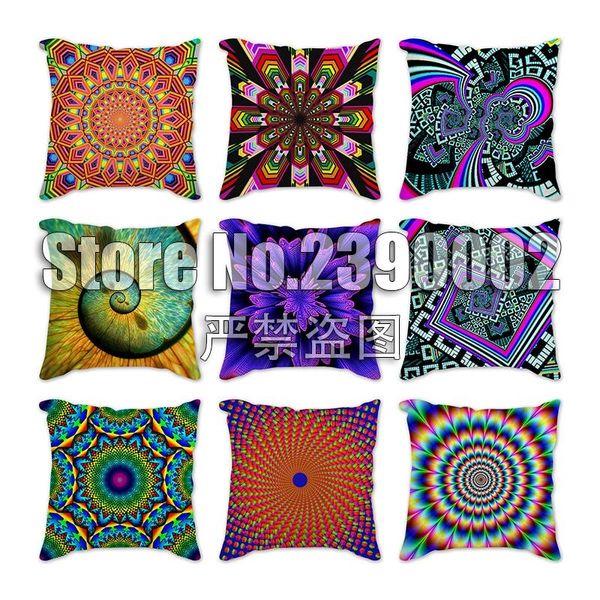 Taie d'oreiller Vintage Mandala imprimé lin coton housse de coussin rétro fleurs décoratif canapé jeter voiture chaise décor à la maison