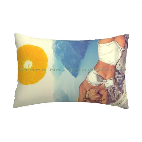 Funda de almohada Vitamina 20x30 50 75 Sofá Dormitorio Vintage Retro Collage Arte Verano Bikini Sexy Pinup Sensual Paisaje Naranja