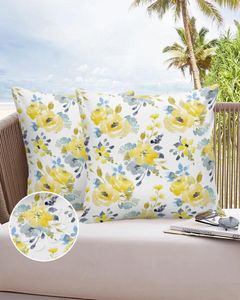 Taie d'oreiller aquarelle jaune fleur abstraite, taie d'oreiller imperméable, décoration de maison, canapé, bureau, voiture