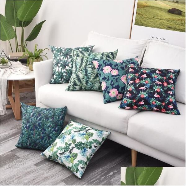 Bautique d'oreiller étanche coussin extérieur Er à deux faces imprimé à deux côtés Tropical Decorative Oreadcase for Garden Patio Home Dec Drop Deli OTQ7W