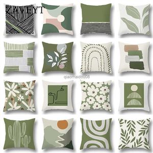 Boîte d'oreiller Zaveyt Nouvelle série verte coussinet de coussin de plante pour canapé-lit Home Decorative Match Polyester Print 45x45 HKD230817