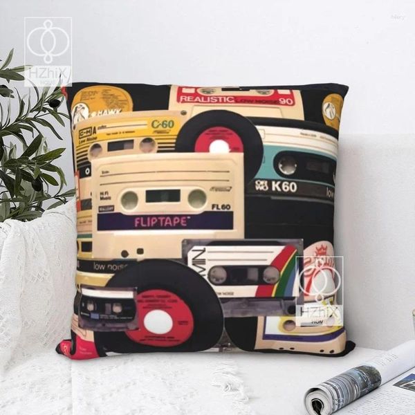 Cassette d'oreiller et couverture de vinyles Couverture de taie d'oreiller en polyester imprimé Vintage Walkman Case Home Zipper 45x45cm