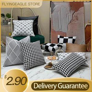 Pillower Chenille Black and White Series Double-face Dweinde Tyd Tyding thewscase Sofa Momening Sofa sans noyau