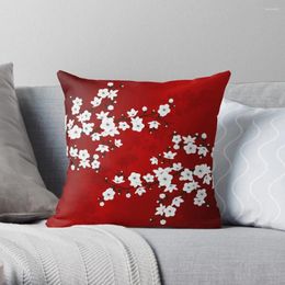 Oreiller en fleur de cerise rouge Asie blanche Asie jets de floral S pour les enfants couvre le salon de la couverture élastique du salon