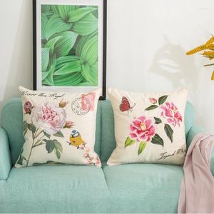 Kussen Chinese klassieke stijl katoenlinnen bloemen vogel borduurwerk 45x45 cm voor bank slaapkamer huisdecoratiekast