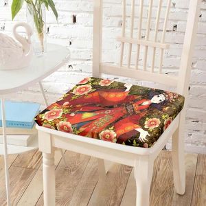 Oreiller de style chinois de style beauté fleurs chaise polyester arrière mat à amovible manteau lavable amovible pour la chambre à coucher pour adultes décoration intérieure