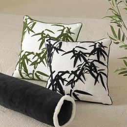 Oreiller couverture de style chinois de haute qualité de haute qualité encre bambou oreillers décoratifs de conférence canapé de conférence