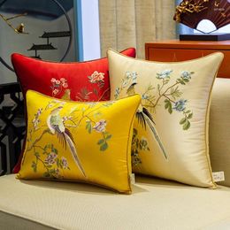 Kussen Chinese stijl borduurwerk bloemen vogel kast woonkamer gooi cover bedoom mahonie sofa feestelijke decor kussensloop