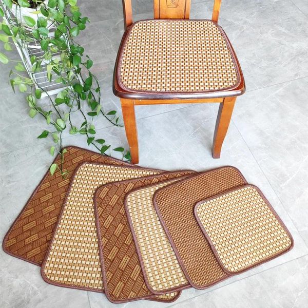 Almohada estilo chino hogar fresco ratán tejido verano portátil transpirable antideslizante silla de oficina estera estudiante