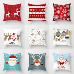 Pillow Christmas Cover Case de dibujos animados Santa Claus linda decoración de alces