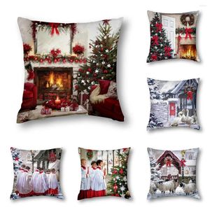 Couverture de Noël de l'oreiller - Améliorez votre décor de salon avec une sensation de festive à la maison 40x40 45x45 50x50 60x60
