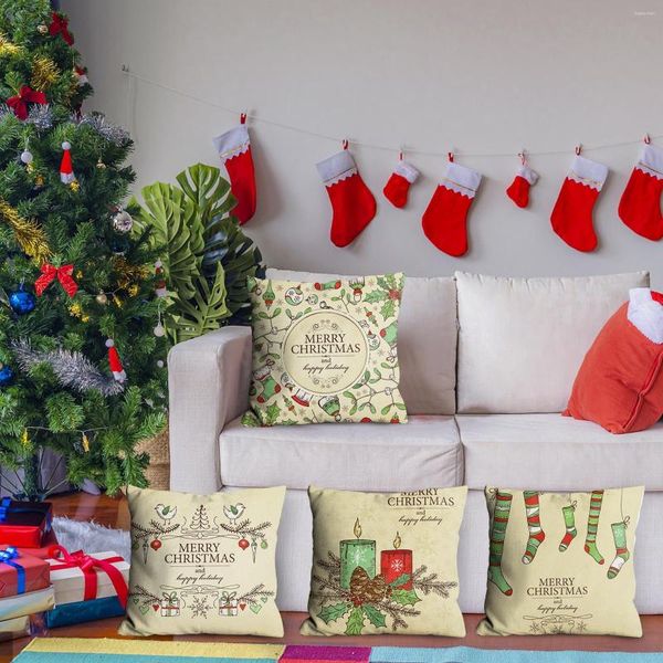Taie d'oreiller en lin de Noël Hug Pillowcar Box Santa Sleeve Sofa 18x18 Inch Baby Satin Taie d'oreiller # t1p