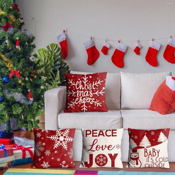 Taie d'oreiller en lin de Noël Hug Pillowcar Box Santa Sleeve Sofa 18x18 Inch Coral Satin Taie d'oreiller #t1p