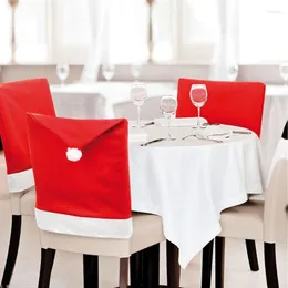 Oreiller Noël Santa Clause Red Hat Chair Covers Countes de table Dinner Party Decor Gift