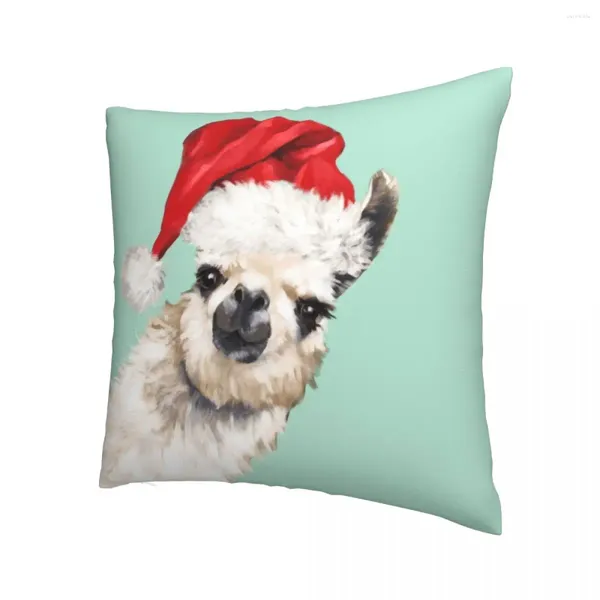 Almohada navideña descarada llama en cubierta de almohada de alpaca en verde estuche de tiros home 45 45cm