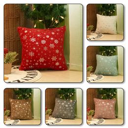 Kussen Kerstmis sneeuwvlokomslag Decoratief wit grijze kussensloop 45x45cm Kerstmis Gift Sofa Pluche kussens Covers