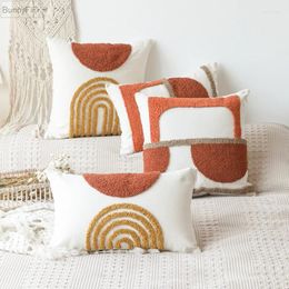 Funda circular de almohada 45x4 5cm/30x50cm medio naranja quemado gematric copetudo para sala de estar sofá dormitorio cama silla