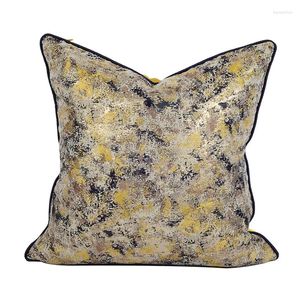 Oreiller art classique jaune noir abstrait peinture jacquard couverture décorative moderne chambre canapé chaise coussin