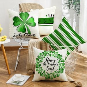Oreiller Clover Throw Cover Sofa Irish National Day Green St. Patrick's Holiday Party Decoration Supplies