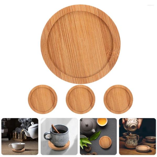Oreiller Coasters Bulk Anti-Skid tasse Table Table Protection Bamboo Round Round Coffee Home