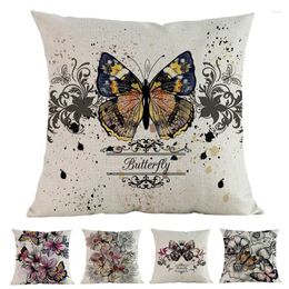 Kussen kleurrijke vlinder en bloemen vector geometrisch patroon linnen katoenen kast huis bank decoratie deksel 45x45 cm