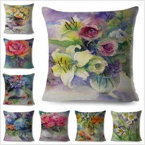 Almohada de flores coloridas planta de tiros de lujo cubierta sala de estar almohadas decorativas para el sofá cama de cama 45 nordic